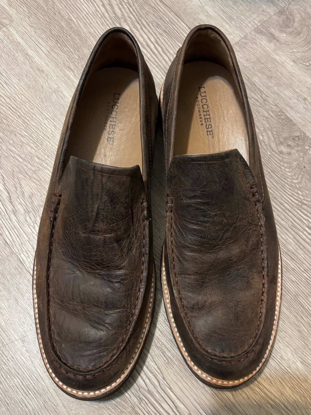 Lucchese Dark Brown Leather Slip-On Loafers